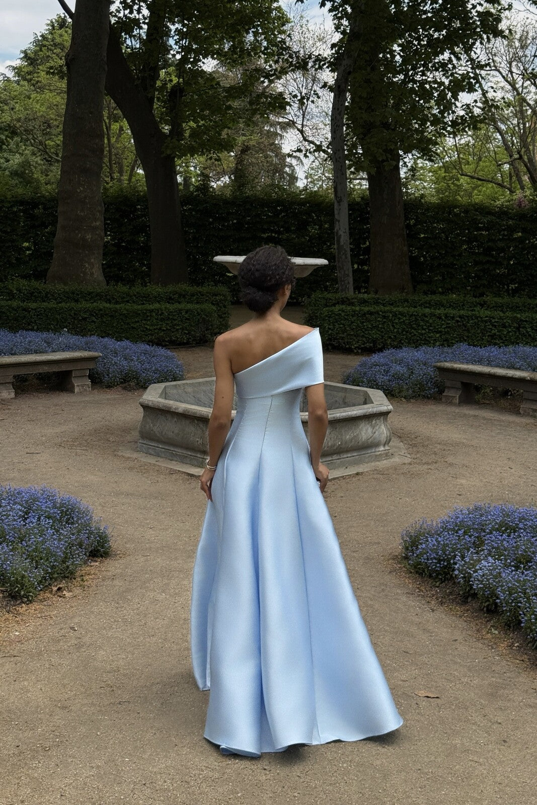 Elegant One-Shoulder Foldover Satin A-Line Maxi Dress