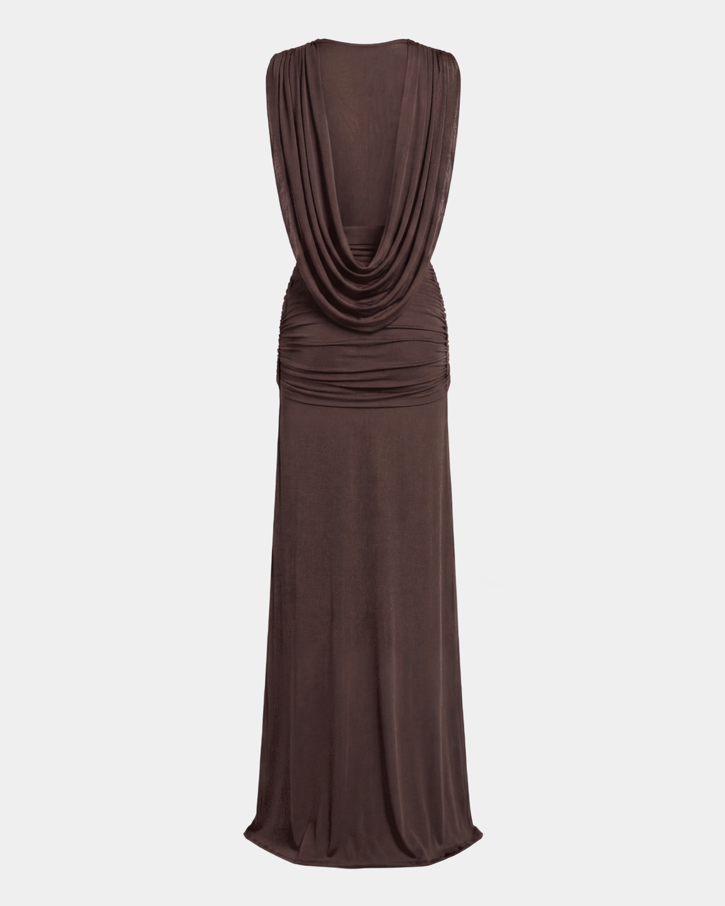 Elegant Deep V-Neck Twist Draped Sleeveless Maxi Dress
