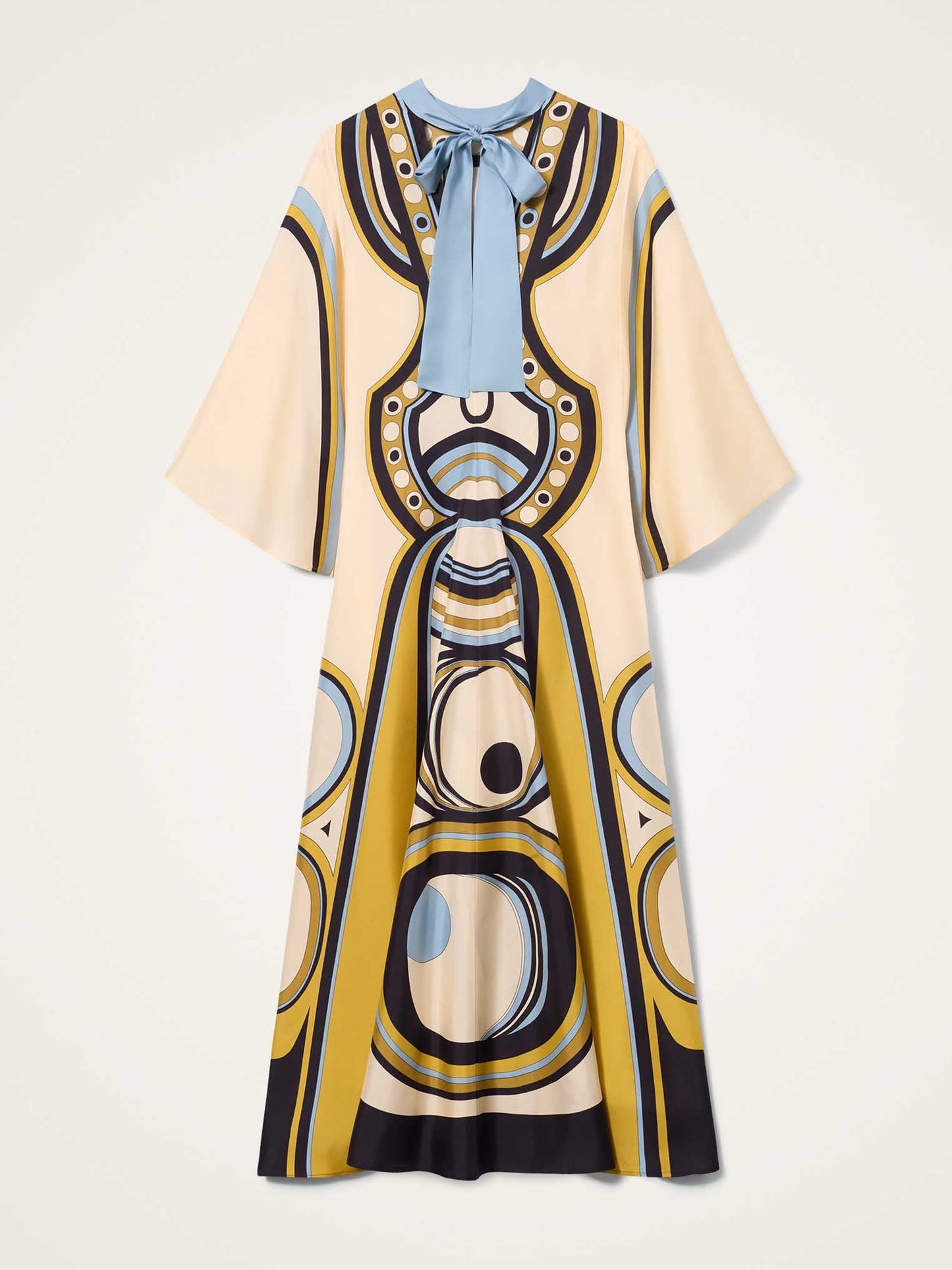 Elegant Abstract Geometric Print Kaftan Maxi Dress