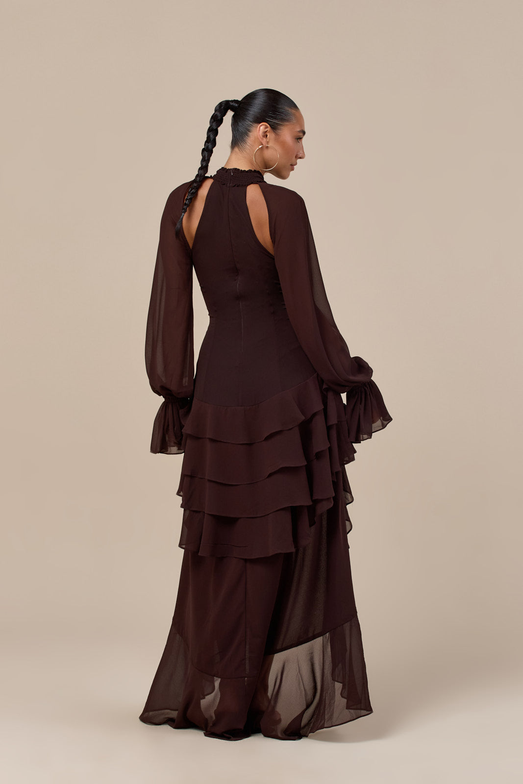Elegant Tiered Ruffle Chiffon High-Low Mini Dress