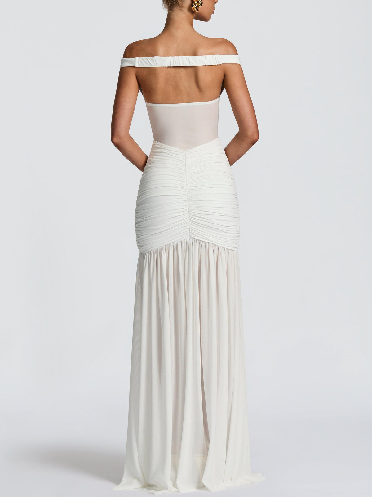 Off-The-Shoulder Mesh Maxi Dress