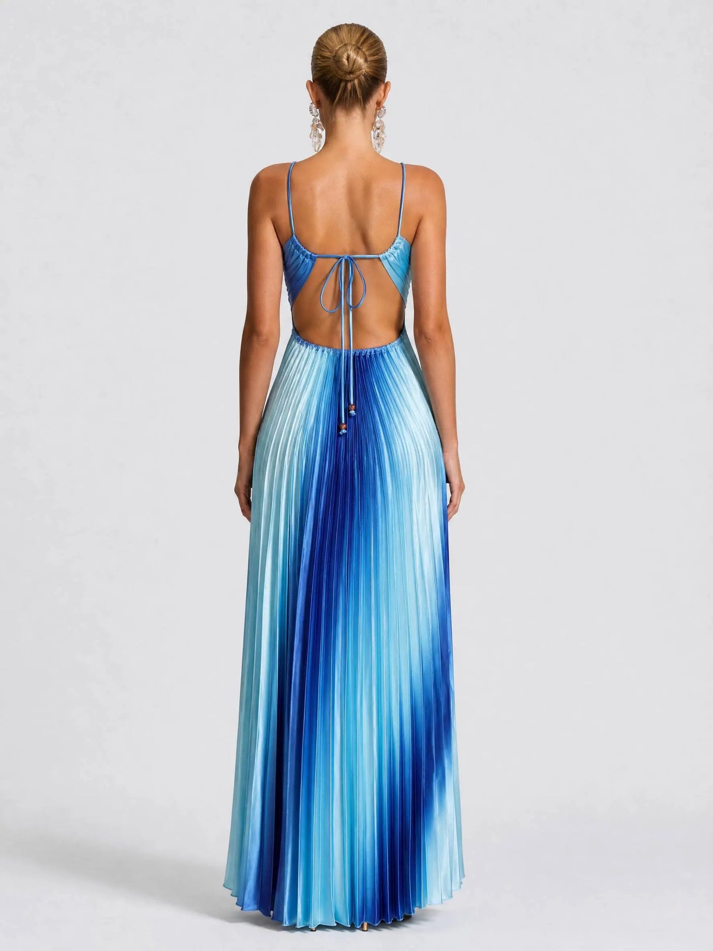 Ombre Halter Pleated Maxi Dress