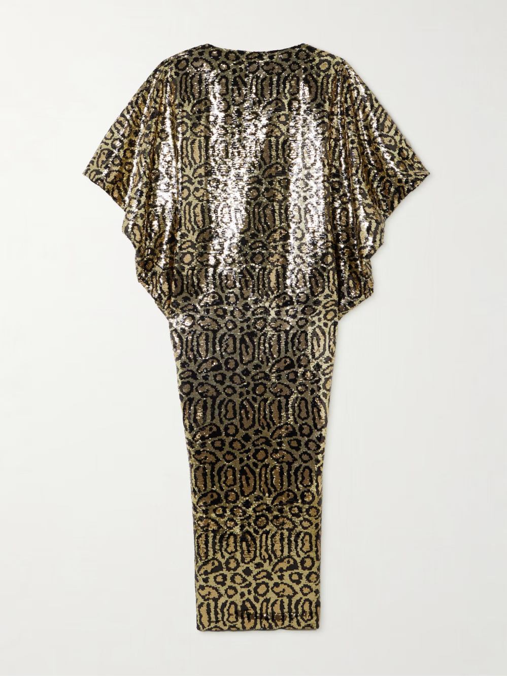 Elegant Leopard Sequin Kaftan Maxi Dress