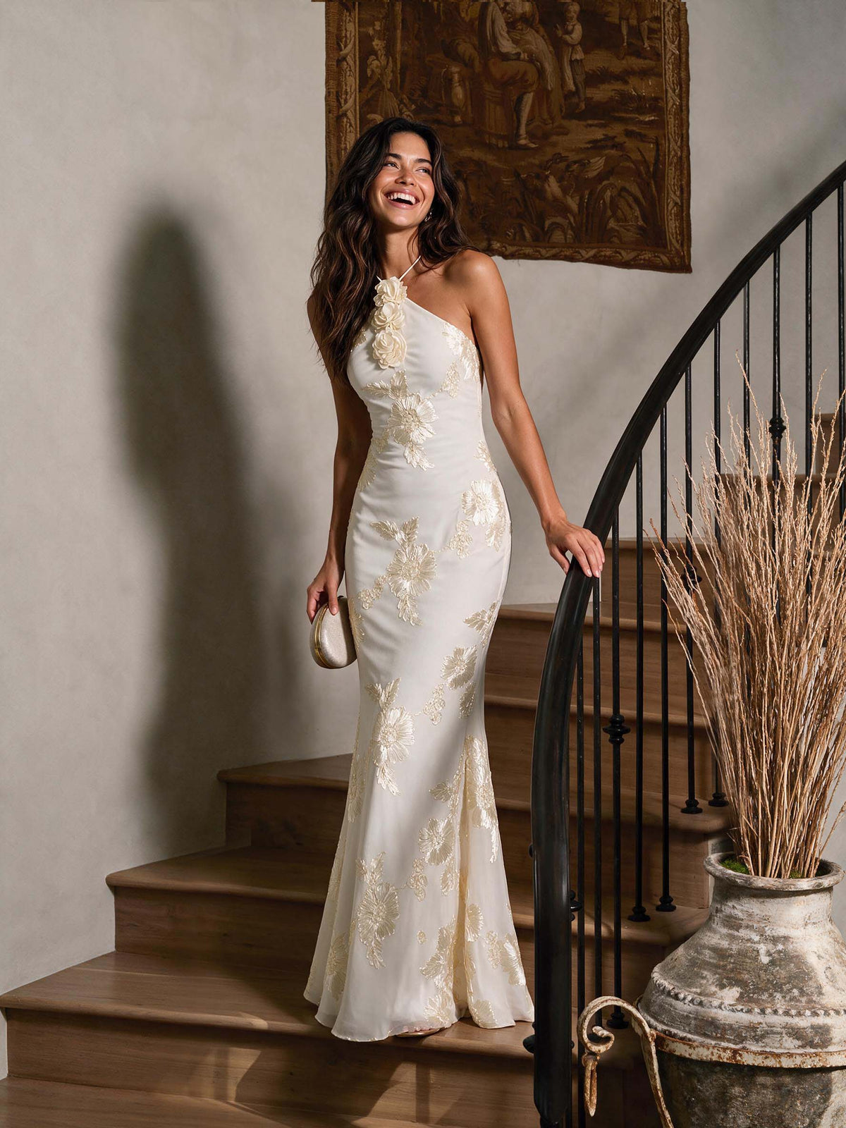 Legant 3D Floral Backless Maxi Dress