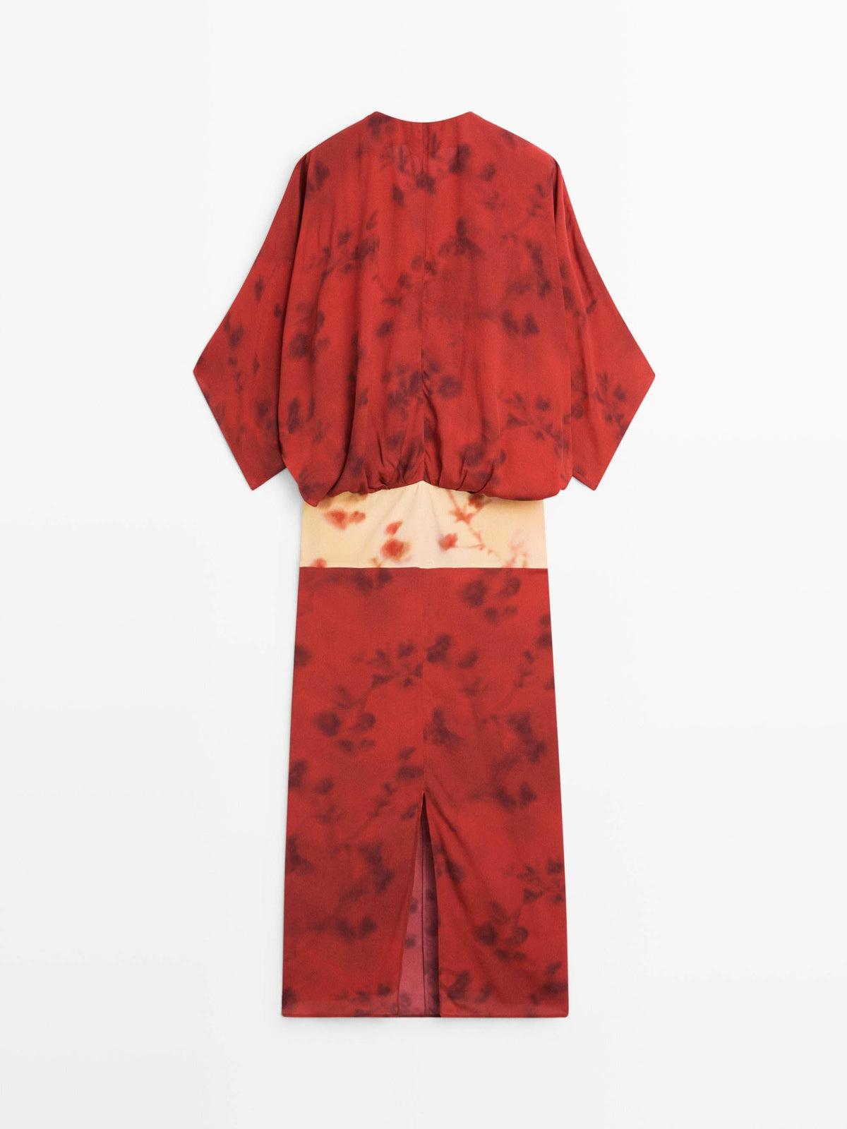 Casual Abstract Tie-Dye Kimono Sleeve Maxi Dress