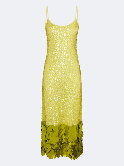 Elegant Spaghetti-Strap Sequin Maxi Dress