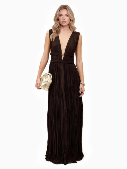 Deep V-Neck Maxi Dress