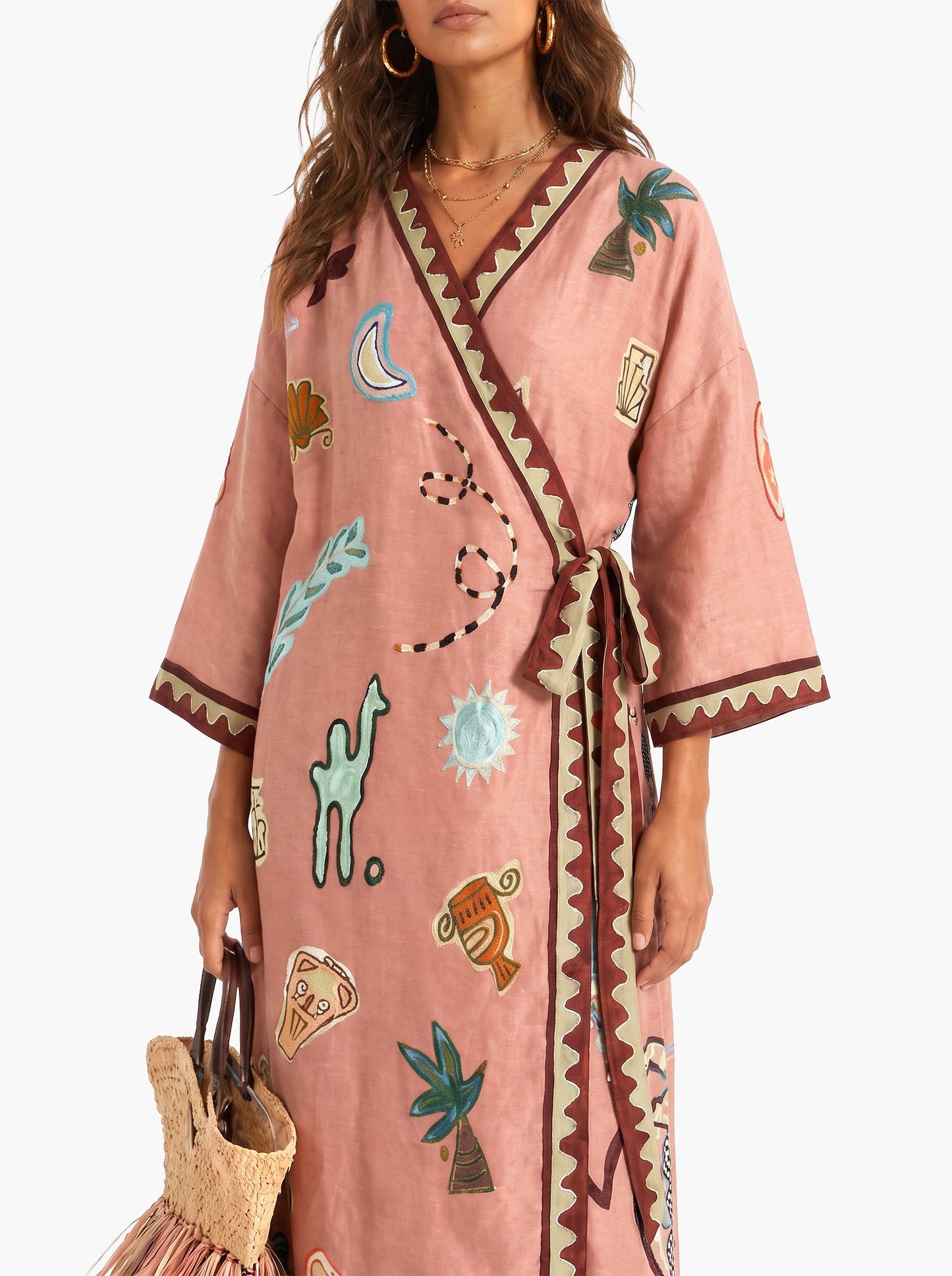 Bohemian Tribal Print Wrap Maxi Dress