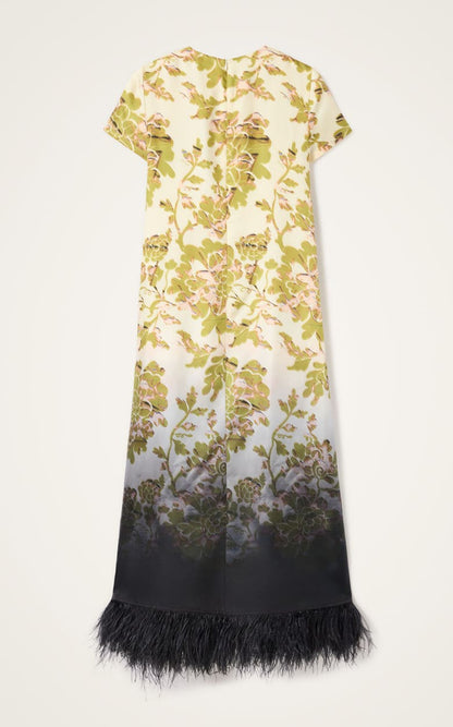 Feather Hem Midi Dress