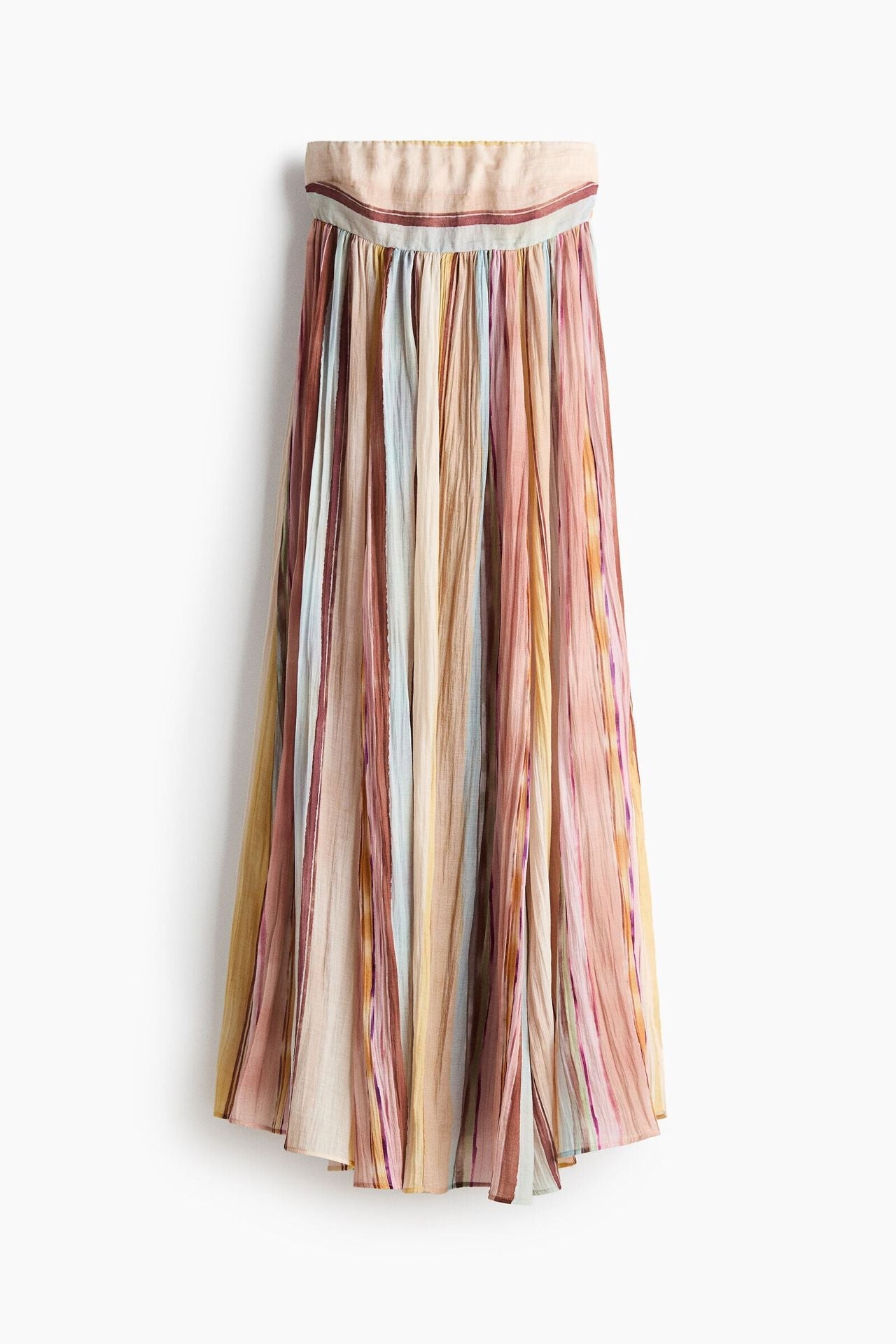 Multi-Colored Striped Strapless Maxi Dress