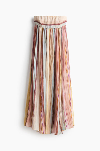 Multi-Colored Striped Strapless Maxi Dress