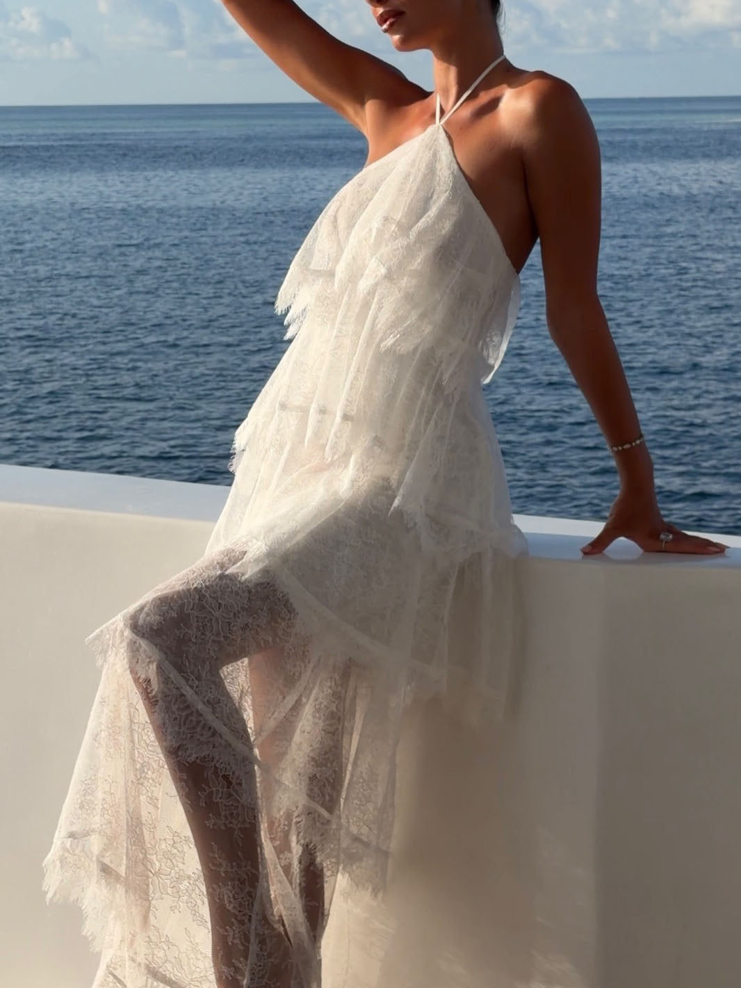 Elegant Lace Cami Tiered Maxi Dress