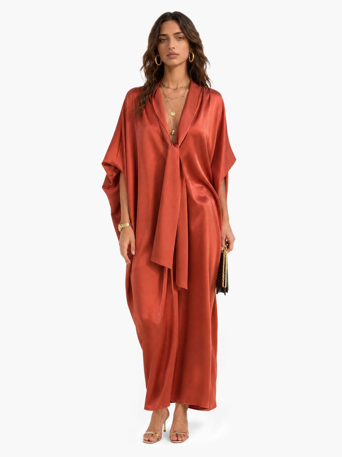 Elegant Silky Satin Robe Maxi Dress