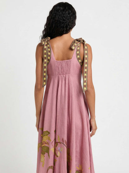 Unique Tropical Lizard Print Maxi Dress