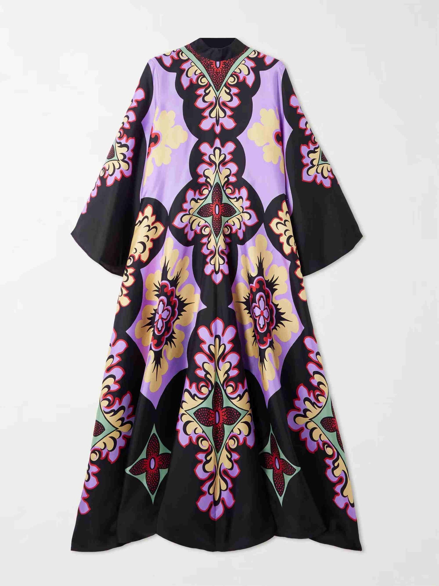Unique Art Floral Print Bell Sleeve Maxi Dress