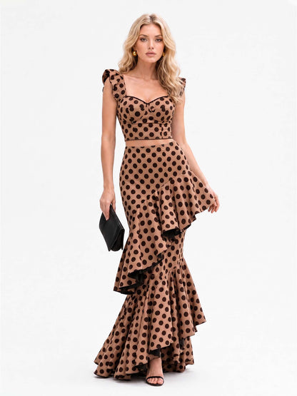 Brown Polka Dot Two-Piece Set