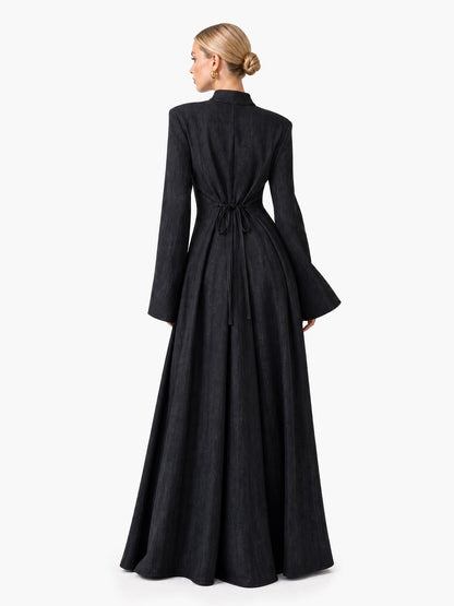 Elegant Stand Collar Long Sleeve Top & Pant Two-Piece Set