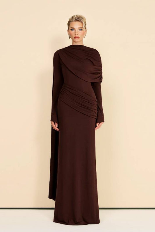 Pleated Ribbon Design Maxi Dress
