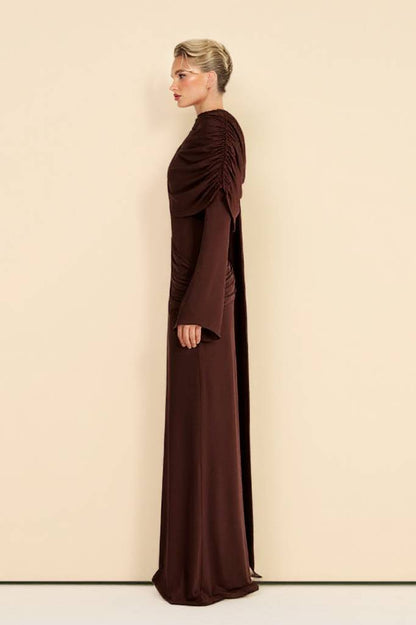 Pleated Ribbon Design Maxi Dress