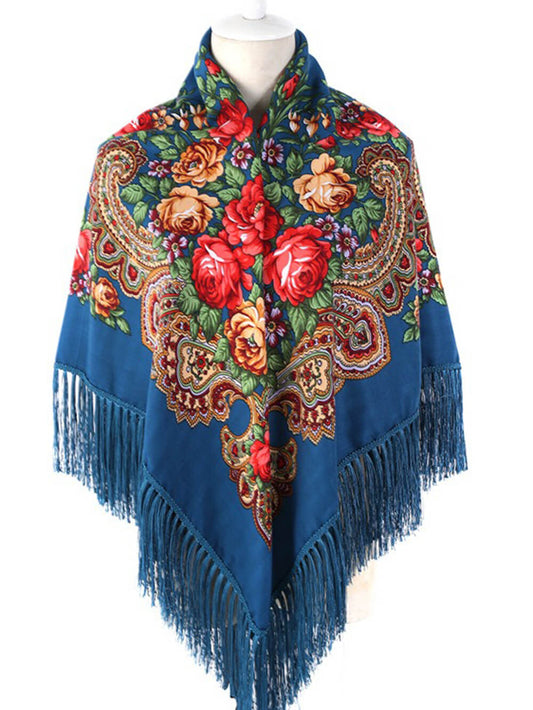 Retro Print Large Square Scarf