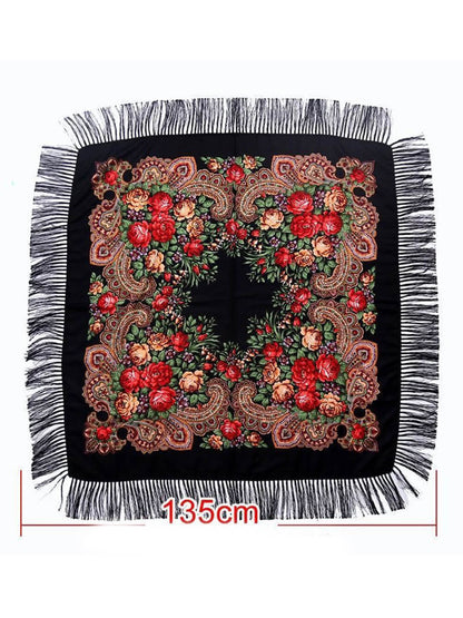 Retro Print Large Square Scarf