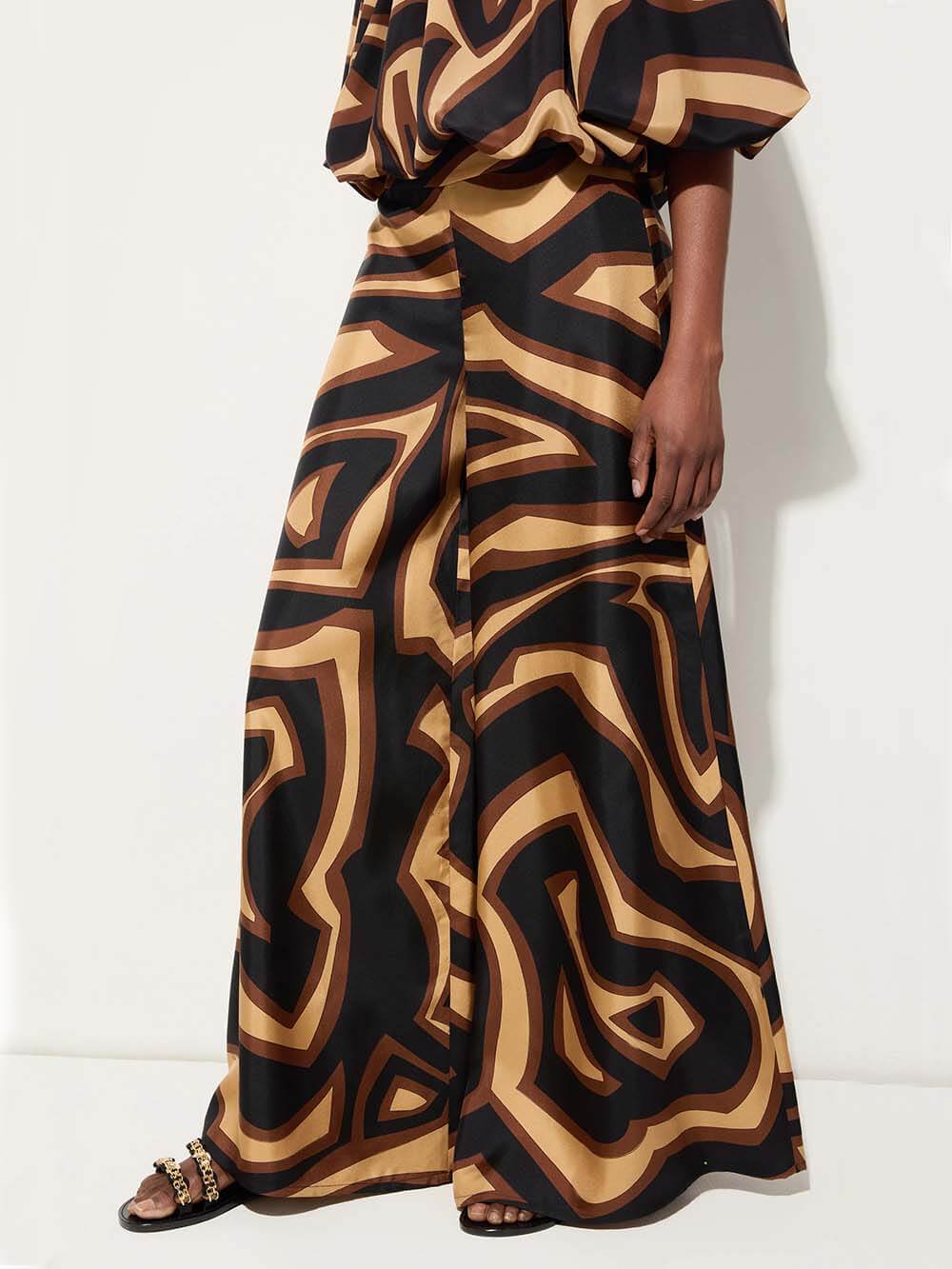 Unique Swirl Print Satin Twill Shirt