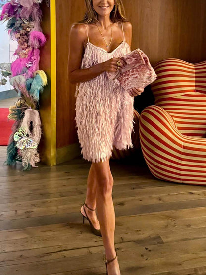Delicate Fringe Mini Dress