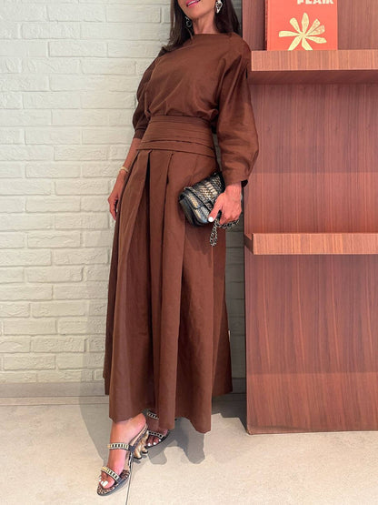 Retro Linen Drop-Shoulder Oversized Top
