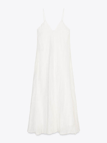 Sophisticated Resort Style Linen Blend Pocket Maxi Dress