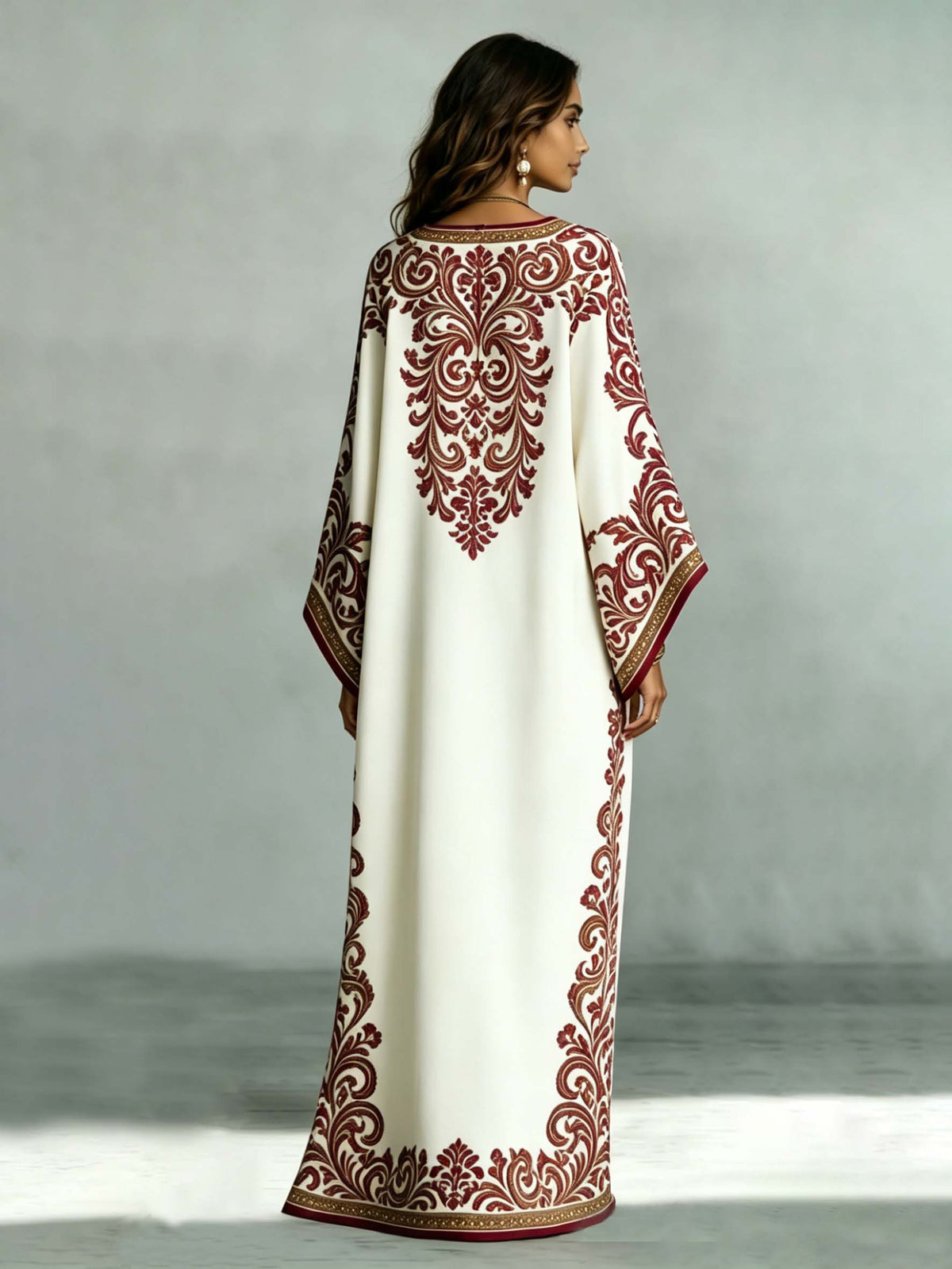 Elegant Bohemian Satin Floral Print Batwing Sleeve Maxi Dress