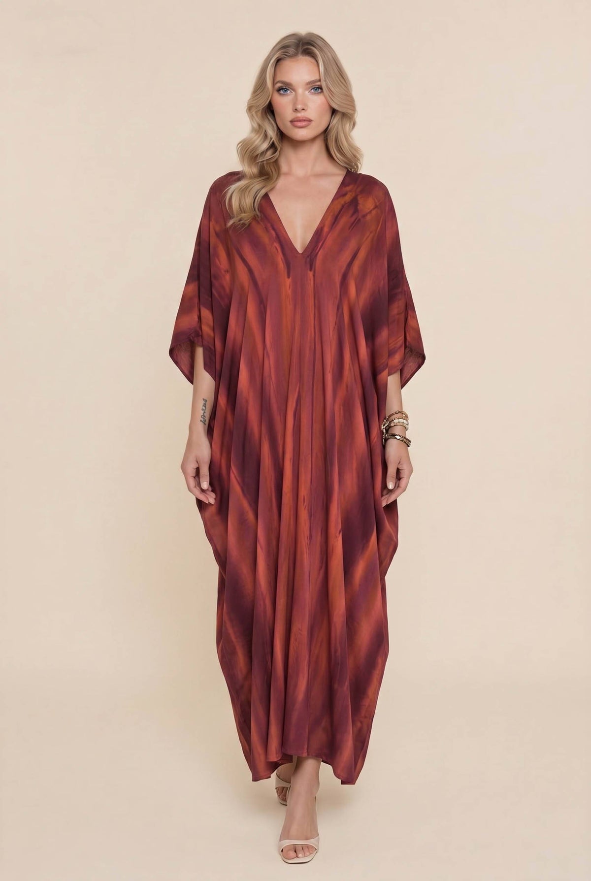 V-neck Printed Maxi Dress