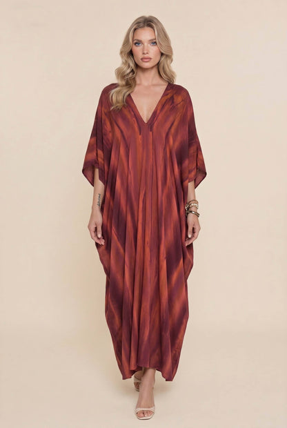 V-neck Printed Maxi Dress