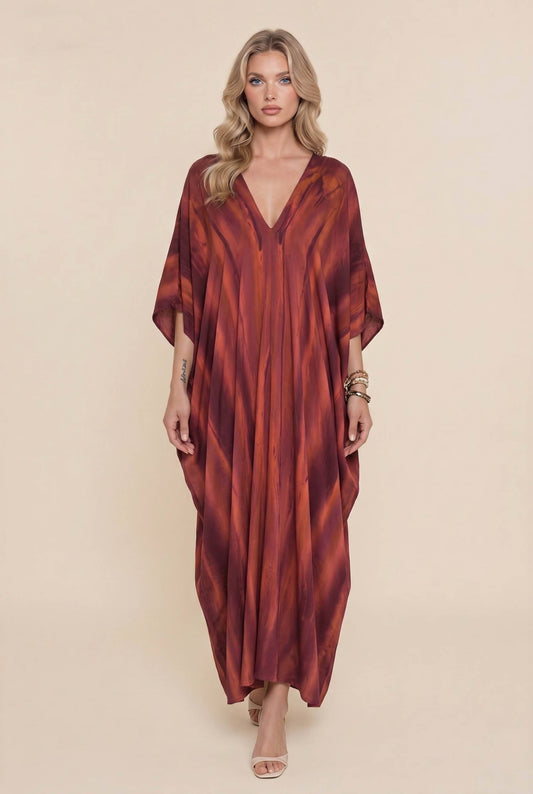 V-neck Printed Maxi Dress