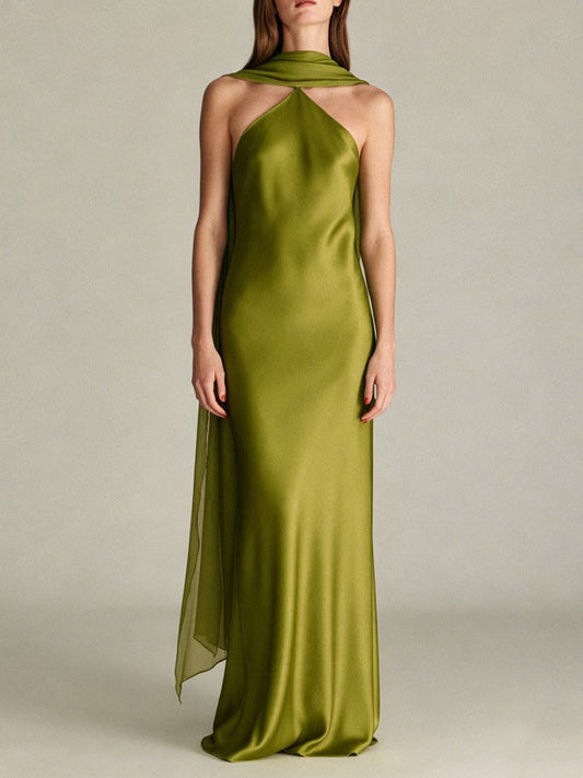 Elegant Backless Satin Maxi Dress