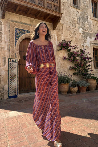 Striped Irregular Hem Maxi Dress