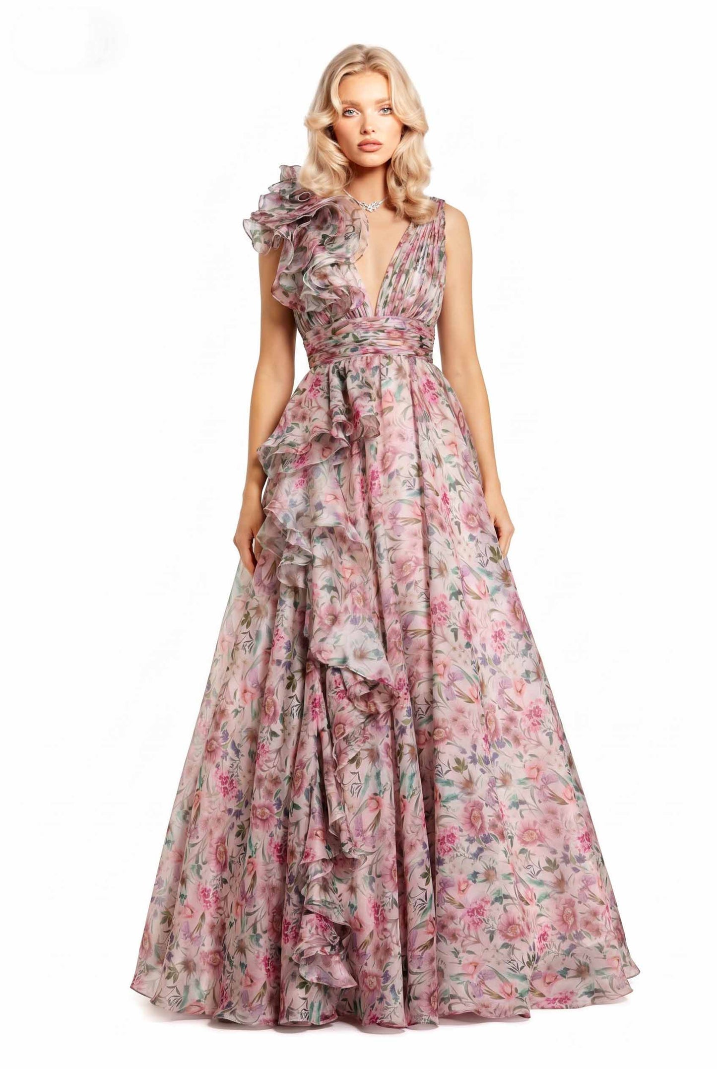 V-Neck Printed Maxi Dress