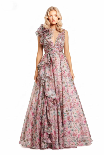 V-Neck Printed Maxi Dress