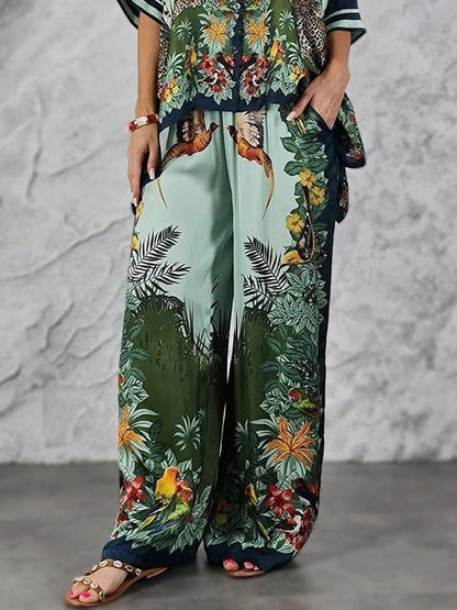 Exotic Jungle Print Batwing Sleeve Shirt