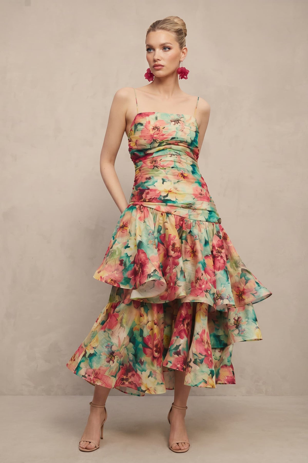 Floral-Print Slip Maxi Dress