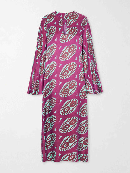 Exquisite Satin Abstract Print Maxi Dress
