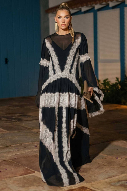 Lace Panelled Maxi Dress