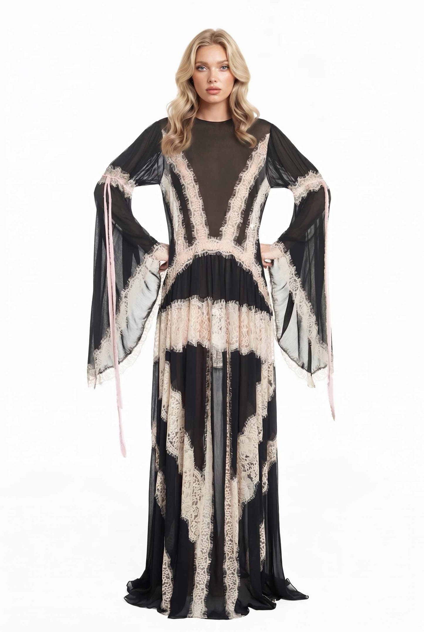 Lace Panelled Maxi Dress