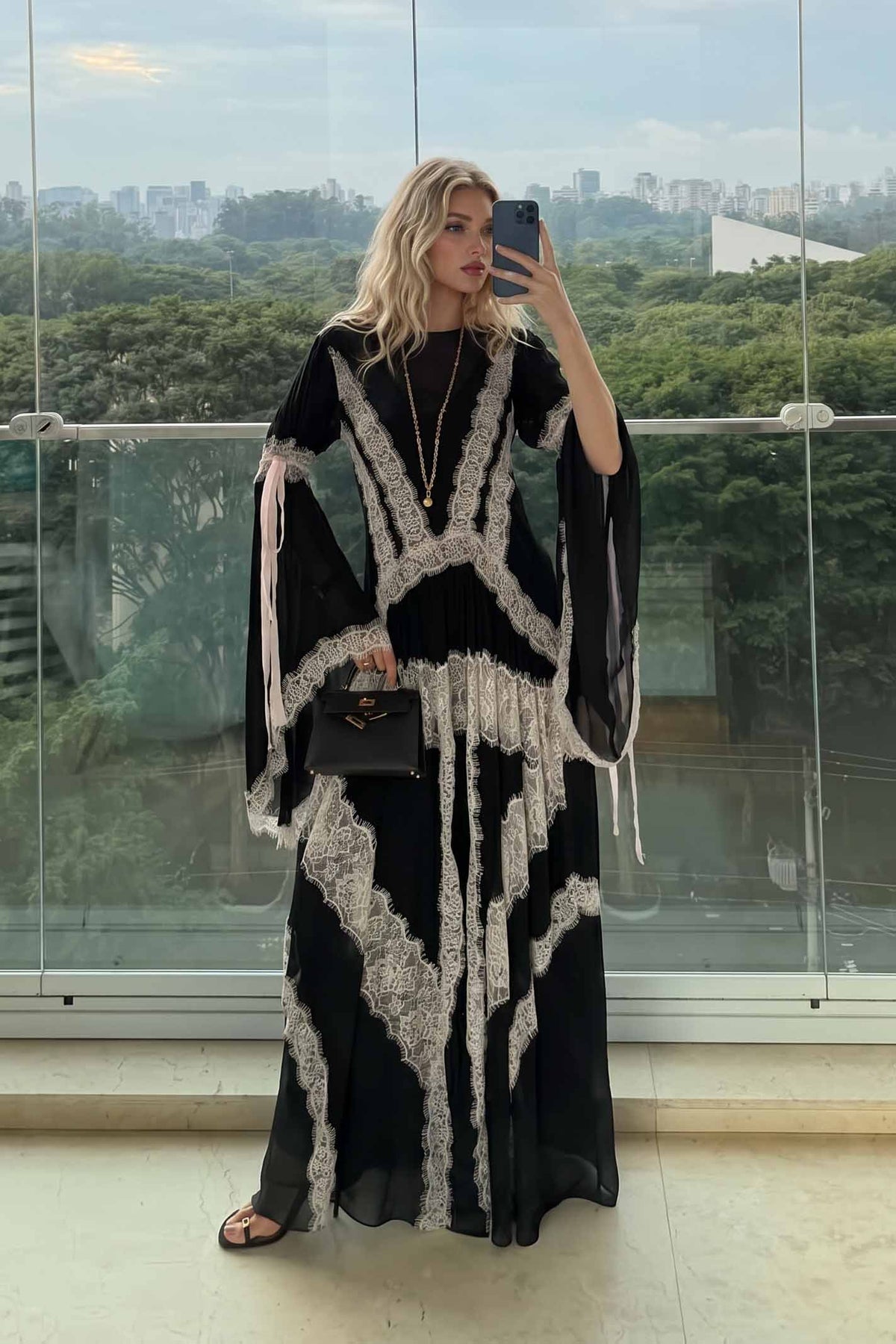 Lace Panelled Maxi Dress