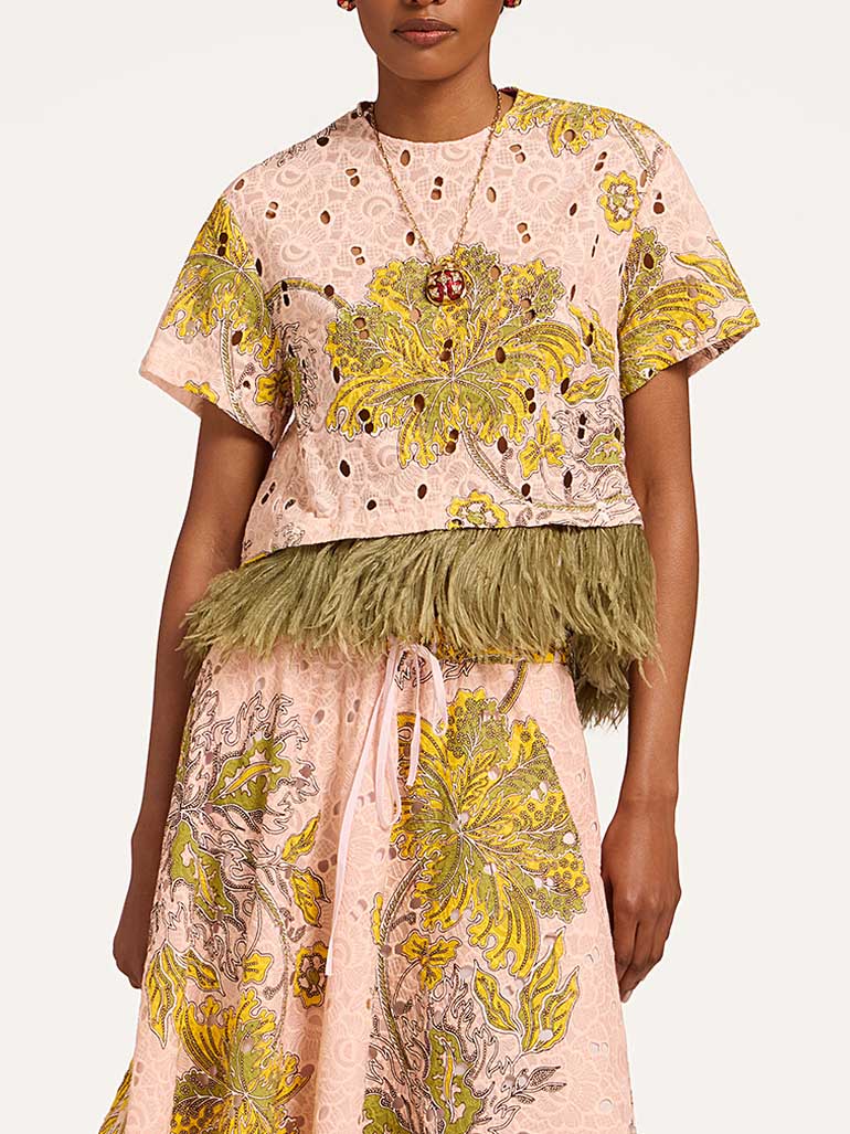 Elegant Paisley Feather Two-Piece Set