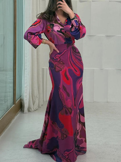 Retro Abstract Print Two-Piece Set