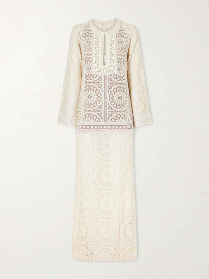 Sexy Cutout Knit Floor-Length Maxi Dress