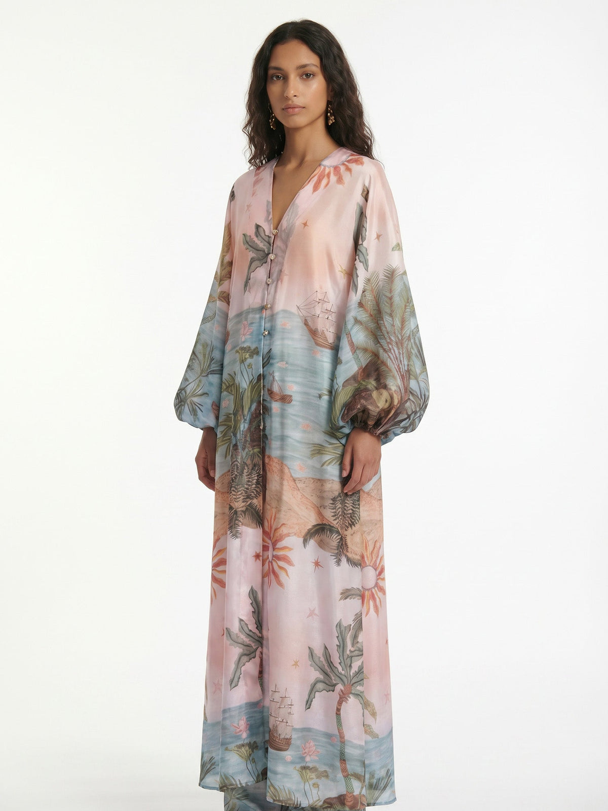 Oceanic Mirage Maxi Flow Shirt