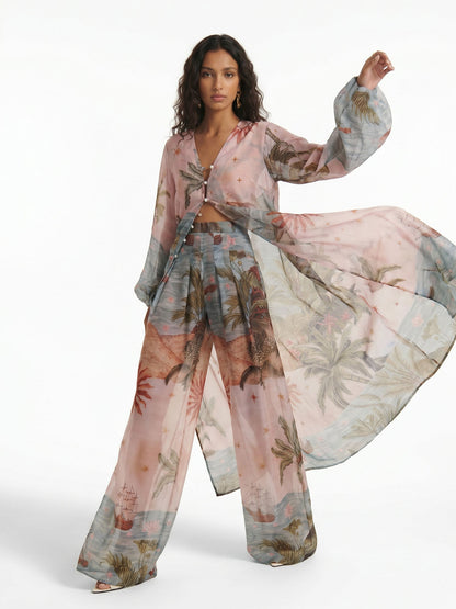 Oceanic Mirage Maxi Flow Shirt
