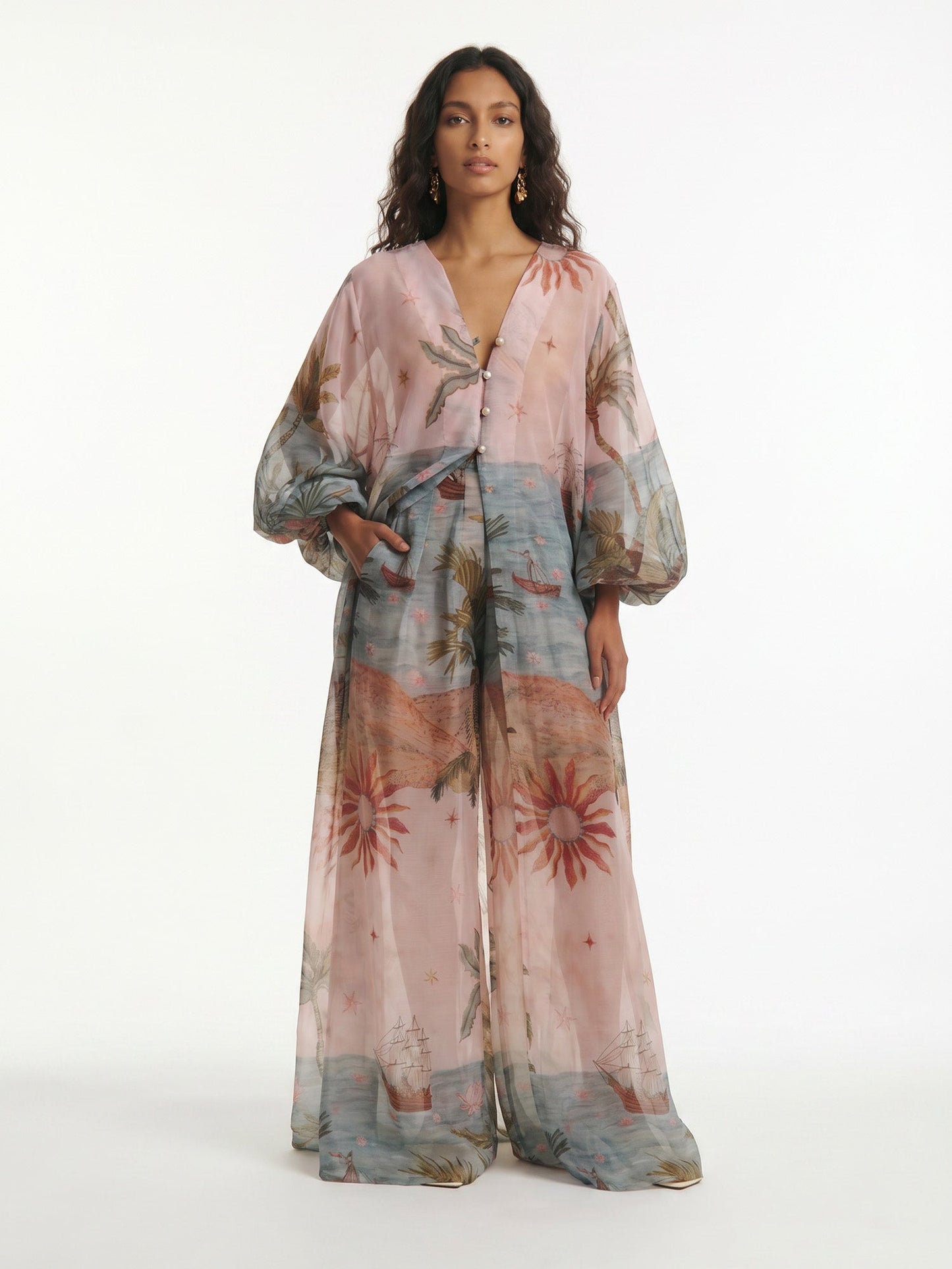 Oceanic Mirage Flow Wide Leg Pants