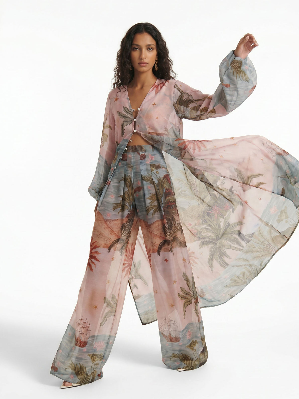 Oceanic Mirage Flow Wide Leg Pants